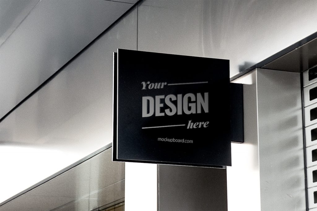 Free PSD Hanging Sign Mockup made in Adobe Photoshop
