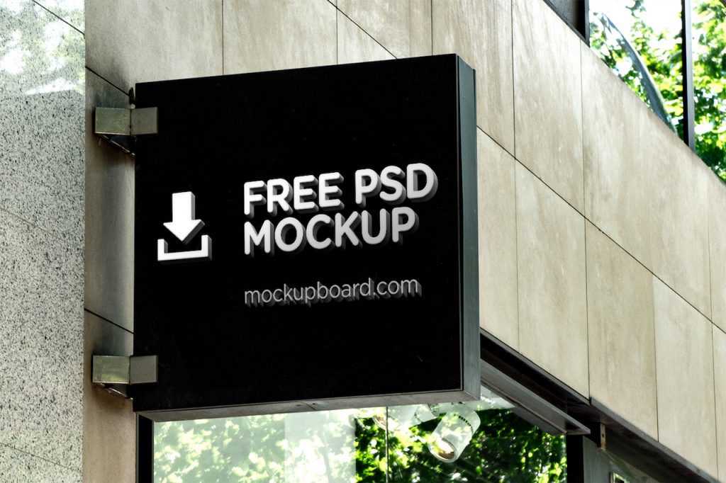 Outdoor sign free mockup in PSD