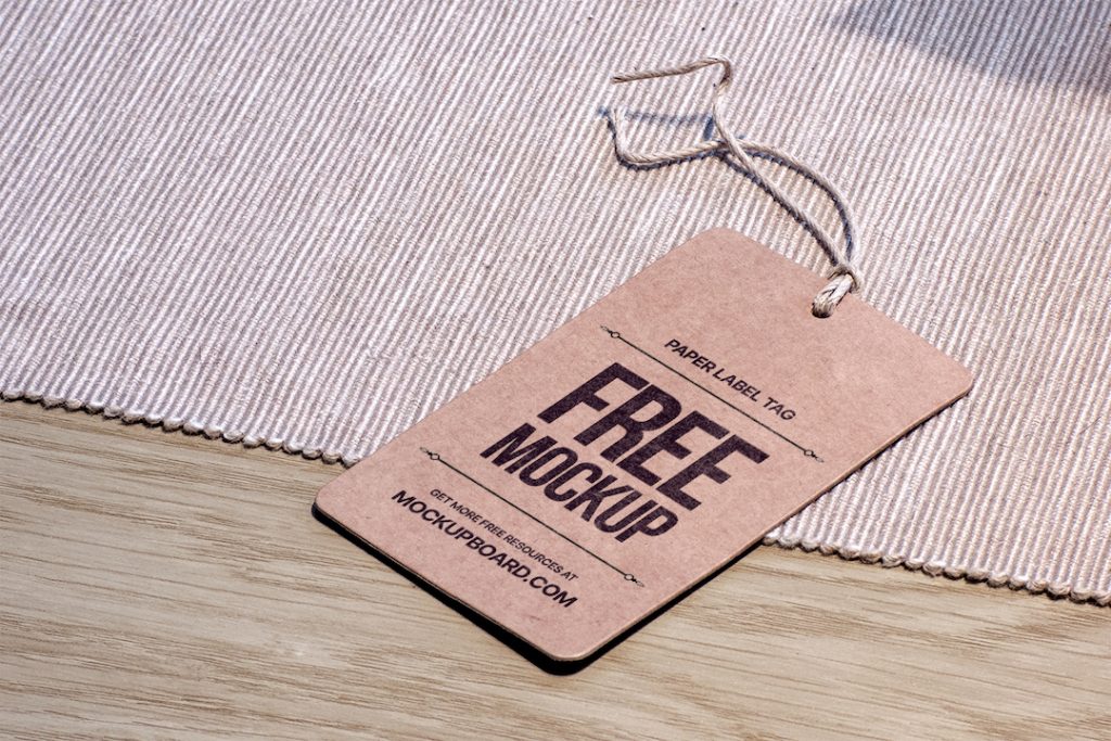 A paper label Tag mockup for apparel and fashion branding, made in Adobe Photoshop